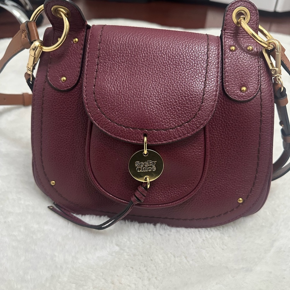 NWT- SeeBy Chloe Burgundy Leather Shoulder/Crossbody Bag